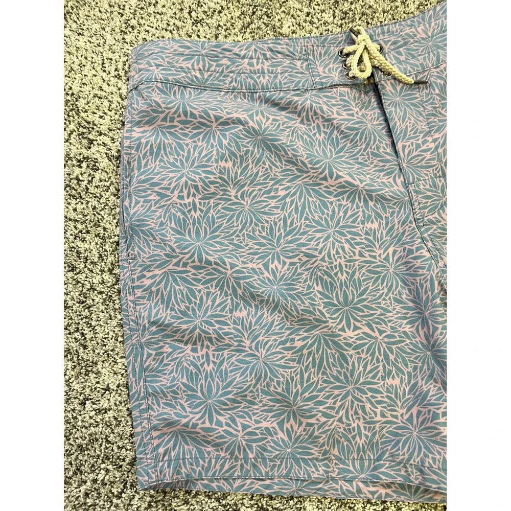 Faherty Mens Blue Pink Floral Sunburst Board Shorts Swim Trunks Size 40